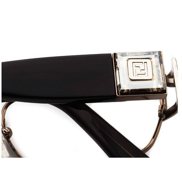 Fendi F773R 714 Brown Rhinestone Rectangular Eyeglasses Frames Made In Italy 52[ - Picture 2 of 14